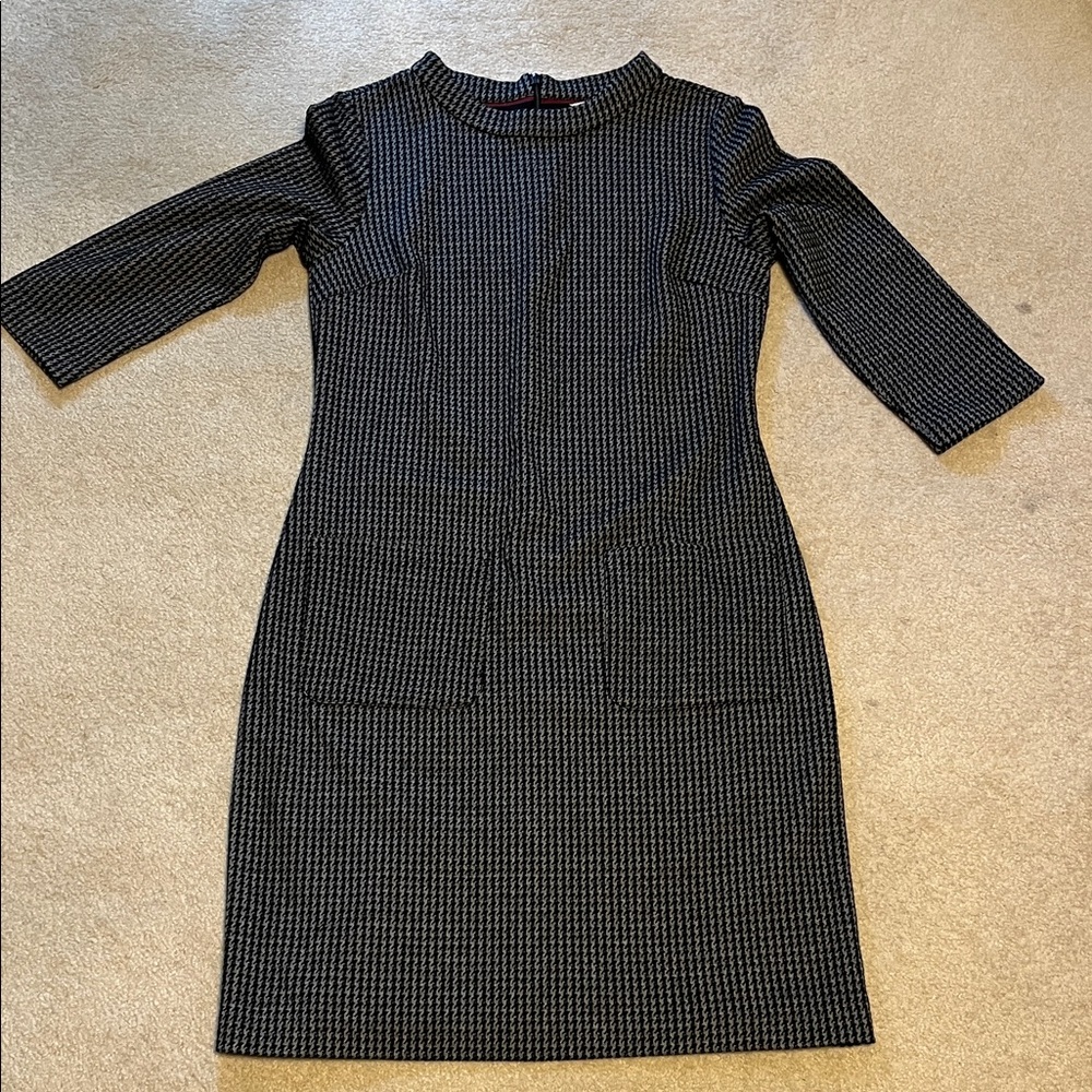 Boden Black and Gray Long Sleeve Dress